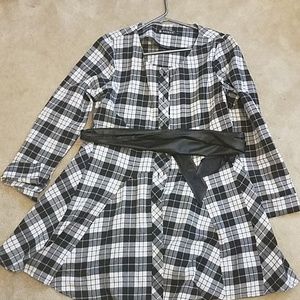 Flannel black and white Buffalo plaid dress